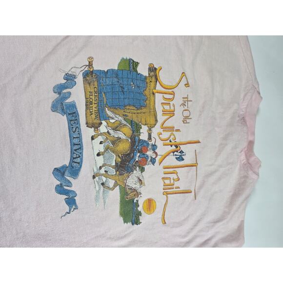 The Old Spanish Trail Festival Crestview Florida 1989 Shirt Hanes Beefy - Picture 2 of 6